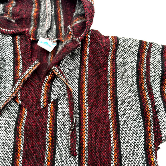 LA MALINCHE CAPUCHA Men's Medium Poncho Pullover Hoodie Rasta Mexico Rug Sweater - Picture 1 of 10